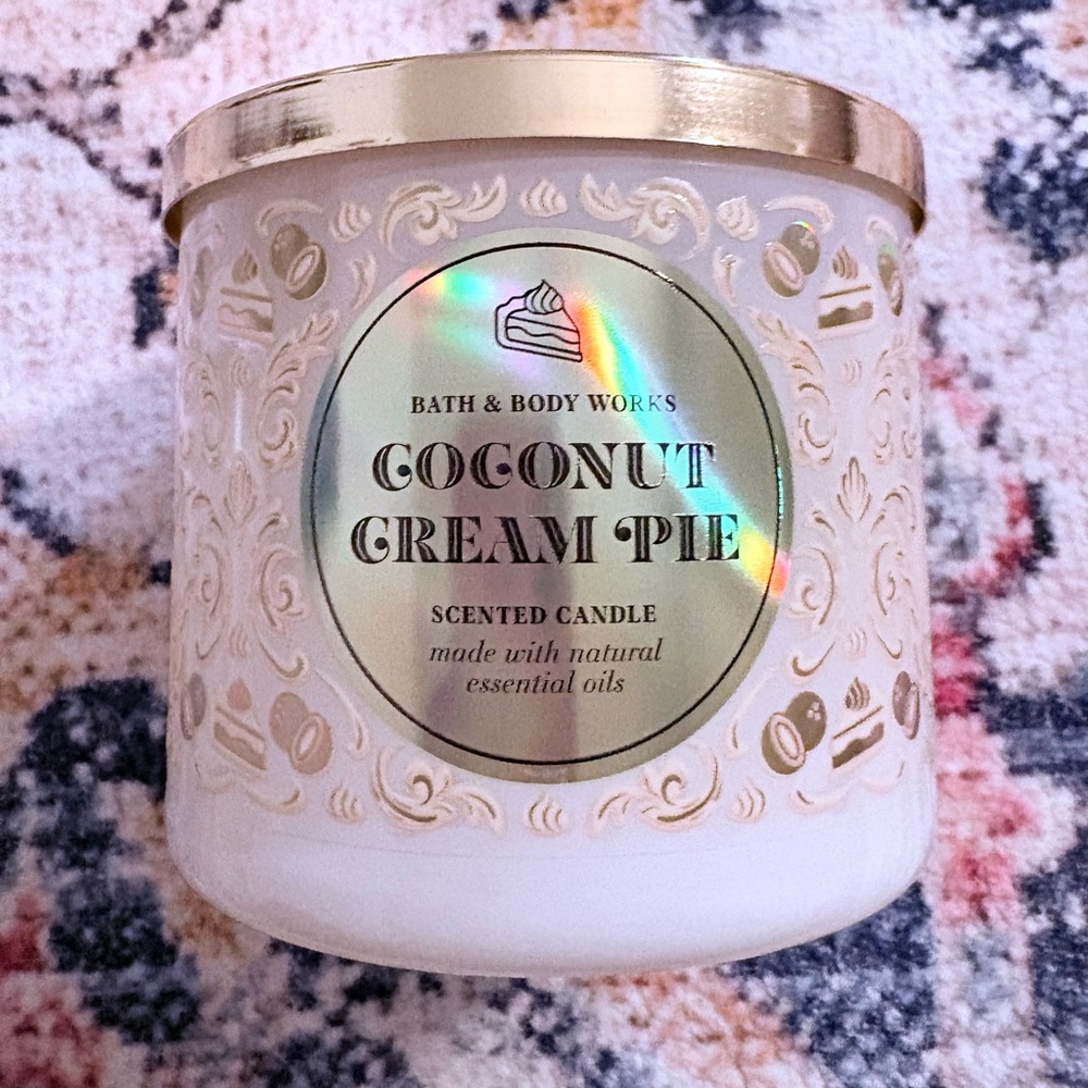 NEW 3 WICK Bath & Body Works Coconut Cream Pie Scented Candle